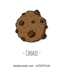 Hand-drawn isolated cookie. Vector cartoon illustration.