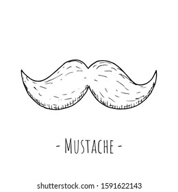 Hand-drawn isolated mustaches. Vector cartoon illustration. 