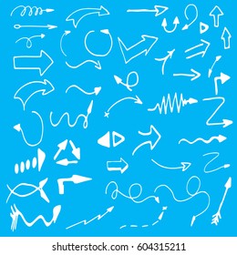 Hand-drawn isolated sketchy arrows colored - vector illustration for advertising and business presentations