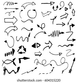 Hand-drawn isolated sketchy arrows colored - vector illustration for advertising and business presentations