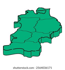 Hand-drawn isometric illustration of the Tohoku region. Color type.