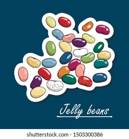 Hand-drawn jelly beans. Colorfull illustration of sweets.