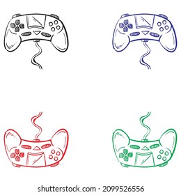 Hand-Drawn Joystick Vector Illustration. Game Controller Sketch Icon Isolated On A White Background
