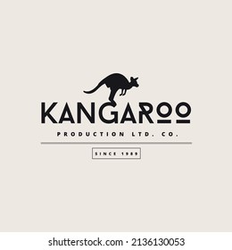 Handdrawn Kangaroo Logo design vector template safari animal badge, label.