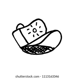 Handdrawn kid hat doodle icon. Hand drawn black sketch. Sign cartoon symbol. Decoration element. White background. Isolated. Flat design. Vector illustration.