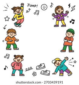 Fondo de baile de niños dibujado a mano con espacio para texto