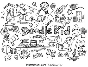 hand-drawn kids doodle set,Doodle style.-Vector Illustration 