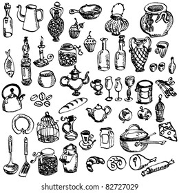 Hand-drawn kitchen stuff collection