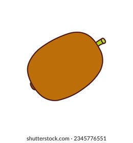 Hand-drawn kiwi on a transparent background. Isolated vector illustration of juicy fruit