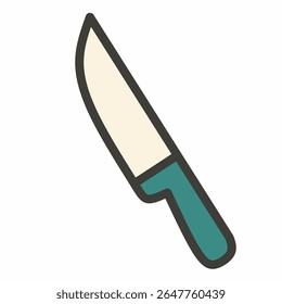 Ilustração de faca desenhada à mão. Ideal para livros de receitas, aplicativos de cozinha e visuais de educação culinária.