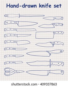 Hand-drawn knife set for private and commercial use