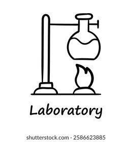  Hand-drawn Laboratory – A chemistry flask heated over a burner, symbolizing scientific experiments and chemical reactions.