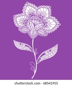 Hand-Drawn Lace Doily Henna / Mehndi Doodle- Paisley Flower Vector Illustration Design Element