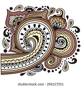 Hand-drawn lace doodles retro pattern for paisley can be used for wallpaper,eastern ethnic tribal ornament, pattern fills, web page background, surface textures. Vector illustration. 