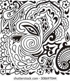 Hand-drawn lace doodles retro pattern for paisley can be used for wallpaper,eastern ethnic tribal ornament, pattern fills, web page background, surface textures  - stock vector. 