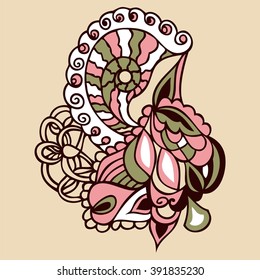 Hand-drawn lace doodles retro pattern for paisley can be used for wallpaper, 
coloring book, eastern ethnic tribal ornament, pattern fills, web page background, surface textures. 
