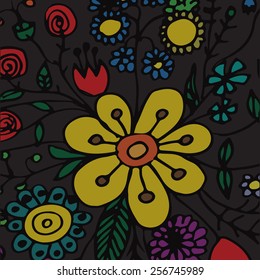 Hand-drawn lace on the black background. 