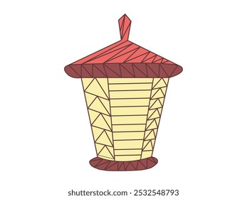 Hand-drawn lantern isolated on a white background. Concept of illumination, decorative lighting, vintage lantern design, street lantern, light, design element