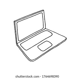 Portátil hecho a mano. Ilustración vectorial simple. Idea para el sitio, decoración, pegatinas. Aislado sobre un fondo blanco.