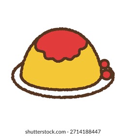 Hand-drawn large serving food icon illustration: Omelette rice