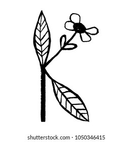 Handdrawn latin alphabet. The letter K - floral element of alphabet made from hand drawn flowers  for your lettering design. Spring floral ABC element in vector.