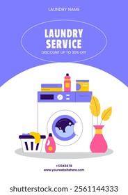 Hand-Drawn Laundry Service Illustration for Social Media Flyer Content