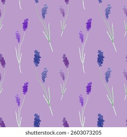 Hand-Drawn Lavender Floral Seamless Pattern