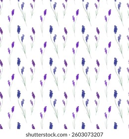 Hand-Drawn Lavender Floral Seamless Pattern