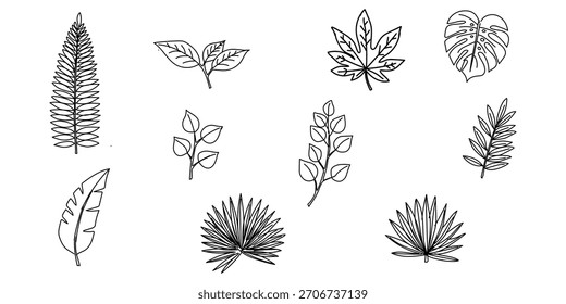  Hand-Drawn Leaf Doodle Collection – Minimal Botanical Elements”