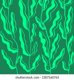 Handdrawn Leaf Pattern Background. Floral Illustration drawn with brush - Vector EPS