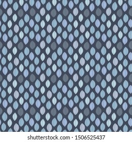 Hand-drawn leaves  in doodle style on a dark blue background. Design for fashion, fabric, wallpaper and all prints. 