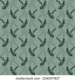 hand-drawn leaves  pattern. abstract green background for design and decoration textile, covers, package, wrapping paper. 