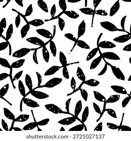 Dibujado A Mano Hojas Sin Patrón. Textura moderna sin costuras con adorno de rama de hoja. Fondo de moda de Vector para el diseño de superficie de moda, textil, tela, estampados. No es IA