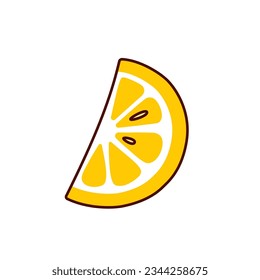 Hand-drawn lemon on a transparent background. Isolated vector illustration of juicy fruit