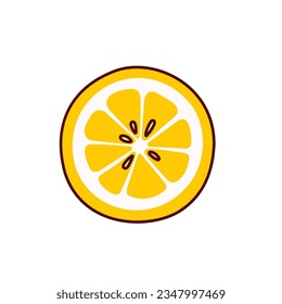 Limón dibujado a mano sobre un fondo transparente. Ilustración vectorial aislada de frutos jugosos