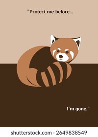 Panda Menor desenhado à mão (Panda Vermelho) com Tema Natureza