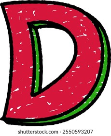 Letra dibujada a mano Vector D