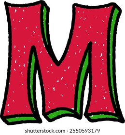 Letra desenhada à mão Alphabet Vetor M