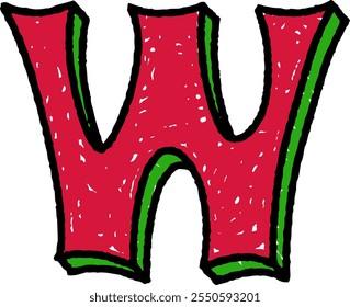 Handgezeichneter Buchstabe Alphabet Vektor W