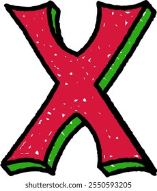 Handdrawn Letter Alphabet Vector  X