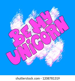 Handdrawn lettering about unicorns