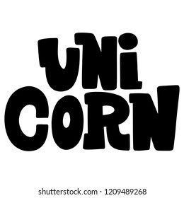 Handdrawn lettering about unicorns