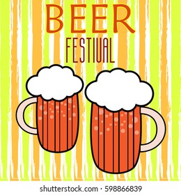 Handdrawn lettering for beer house with mug of craft beer. Brewery poster. Vector illustration - isolated and easy to use.