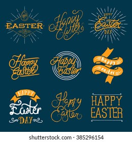 hand-drawn lettering and design elements Happy Easter. Contemporary Calligraphy.