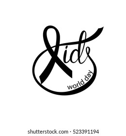 Handdrawn Lettering design template with text World AIDS day isolated on white.