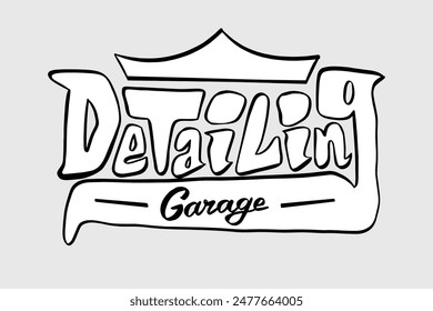 Letras dibujadas a mano "Detelling", gráfico de Vector, signos, logotipo
