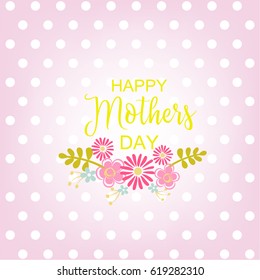 Hand-drawn lettering of a Greeting Card or postcard Happy Mother's Day card with flower. Vector illustration for feminine design for menu, flyer, card, invitation.