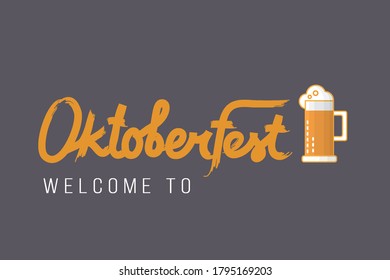 hand-drawn lettering Oktoberfest beer festival logo with beer mug