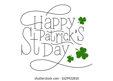 Hand-drawn lettering for St. Patrick's Day. Drawn art sign.