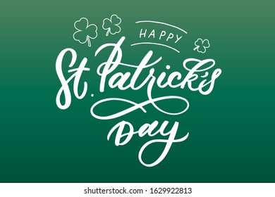 Hand-drawn lettering for St. Patrick's Day. Drawn art sign.